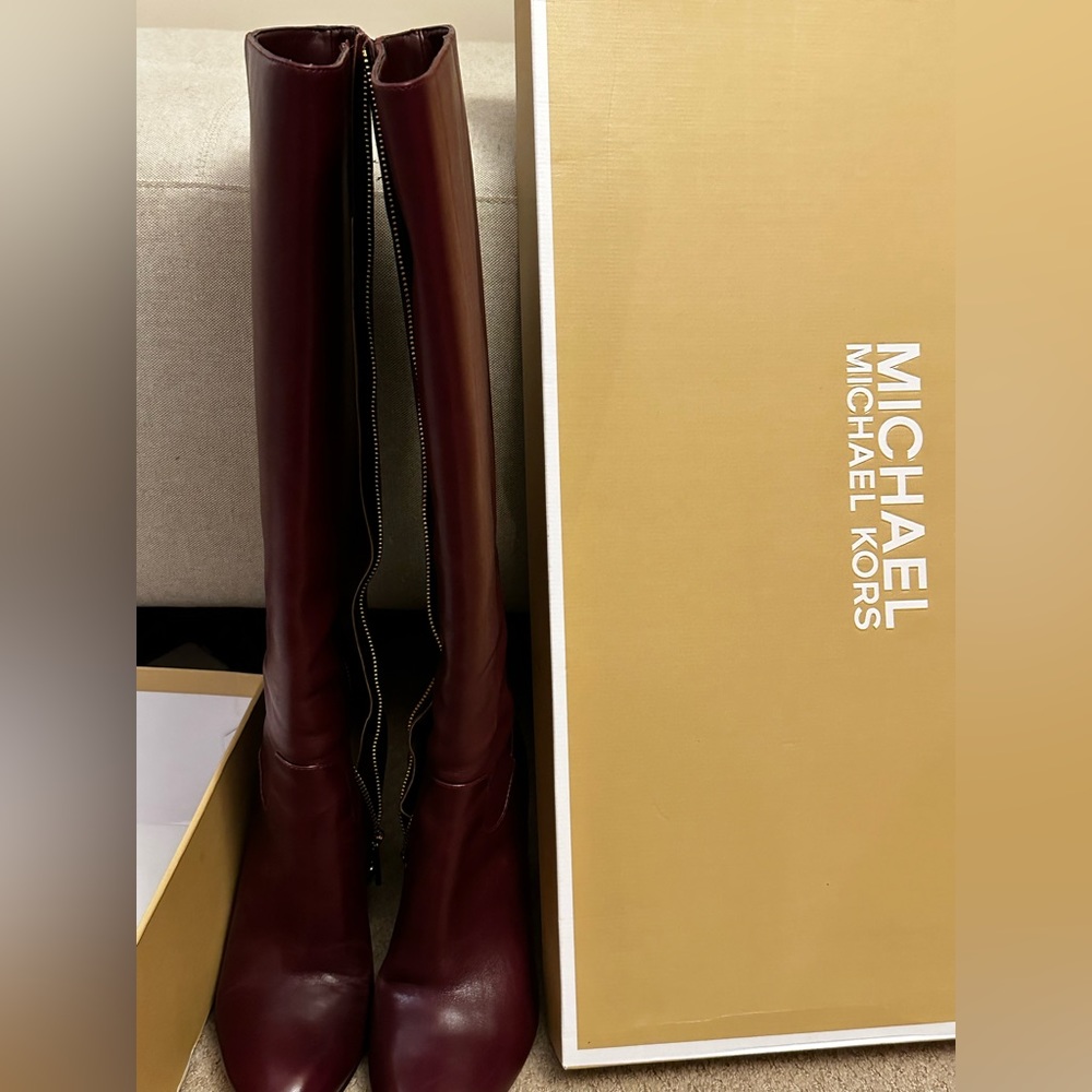 Tall Maroon size 8 Michael Kors Leather Boots